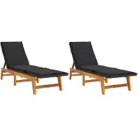 Syfax Chaises longues et coussins lot de 2 Résine tressée et acacia