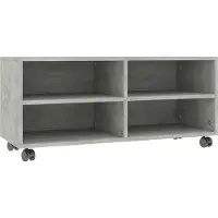 Syfax Meuble TV avec roulettes Gris béton 90x35x35 cm Bois ingénierie