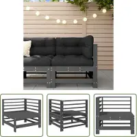 The Living Store Canapé d'angle de jardin Gris pin massif