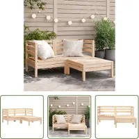 The Living Store Canapé de jardin 2 places avec pouf pin massif