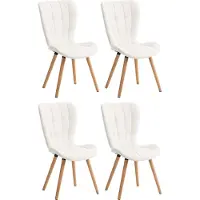 CLP - Ensemble de 4 chaises de salle à manger Elda, revêtues de similicuir, avec une structure en bois robuste, de couleur blanche