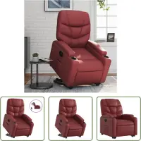 The Living Store Fauteuil relax releveur électrique vin rouge similicuir