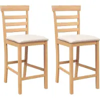 Syfax Tabourets de bar avec coussins 2pcs naturel bois massif d'hévéa