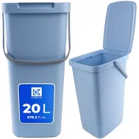 Kadax Poubelle avec couvercle et poignée, Poubelle en plastique, Poubelle pour le tri sélectif (Bleu, 20L)