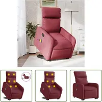 The Living Store Fauteuil de massage électrique avec releveur vin rouge Tissu