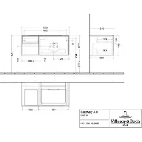 Villeroy & Boch Subway 3.0 armoire sous lavabo, 2 tiroirs, lavabo à droite, élément d'étagère en bas à gauche, 1001x422,5x516mm, C57100VF