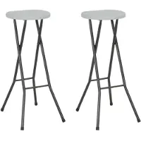 Syfax Tabourets de bar pliables lot de 2 PEHD et acier Blanc