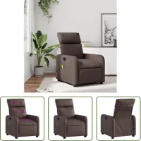 The Living Store Fauteuil de massage Marron Similicuir