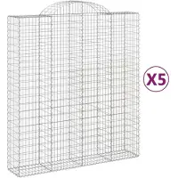 vidaXL Gabions avec arc surélevé 5 pcs. 200x50x220/240cm Fer galvanisé