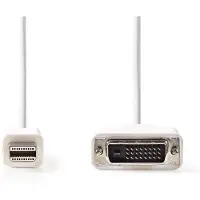 Nedis Câble Mini Displayport - DisplayPort 1.2 - Mini DisplayPort mâle - DVI-D 24+1 broches mâle - 21.6 Gbps - nickelé - 2.00 m - rond - PVC - blanc - enveloppe