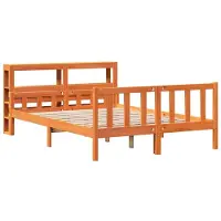 Syfax Cadre de lit et tête de lit sans matelas cire marron 160x200 cm