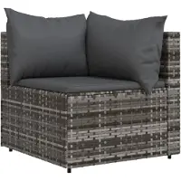 Syfax Canapé d'angle de jardin avec coussins gris résine tressée