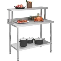 vidaXL Table de travail de cuisine avec étagère 120x60x120 cm Inox