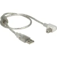 DeLOCK USB Cable A -> B 90° St/St 0.50m transparent