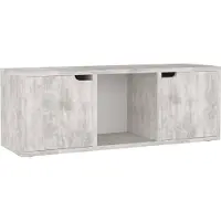 Syfax Meuble TV Béton 88,5x27,5x30,5 cm Bois d’ingénierie
