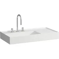 Laufen Kartell lavabo, 3 trous pour robinets, sans trop-plein, tablette à droite, 900x460mm, H8103387571581