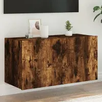 Prolenta Maison Exclusive - Meuble TV avec éclairage LED Chêne fumé 80x35x41 cm