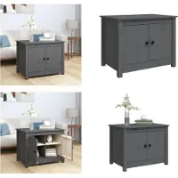 vidaXL Table basse Gris 71x49x55 cm Pin massif - Table basse - Tables basses - Table d'appoint - Table de salon