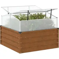 Prolenta Maison Exclusive - Plate-bande surélevée avec serre intégrée, en acier corten