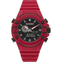 GUESS Montre pour homme GW0269G5, quartz, analogique-numérique, noir et rouge, étanche jusqu'à 50 m