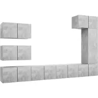 Sonstiges Ensemble de meubles TV 8 pcs Gris béton Bois d'ingénierie