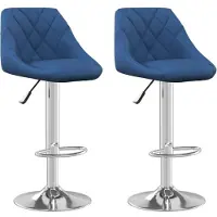 Syfax Tabourets de bar lot de 2 bleu velours