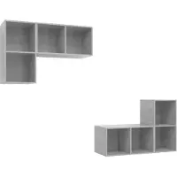 Syfax Meubles TV muraux 4 pcs Gris béton Bois d'ingénierie