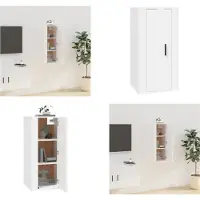 vidaXL Armoire TV murale blanc 40x34,5x80 cm - Meuble TV mural - Meubles TV muraux - Armoire TV - Console TV