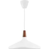 DFTP Lustre en verre Nori avec bois de noyer, Variante : Ø 390 x 220 x 3000 mm, E27, 40 W, blanc