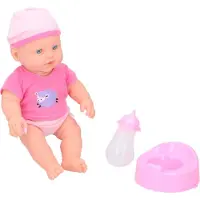 Huismerk Poupée bébé avec biberon et pot - Poupée pipi - Polyester - Rose