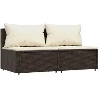Syfax Canapés centraux de jardin coussins 2pcs marron résine tressée