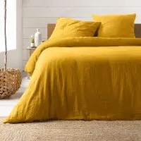 Douceur d'intérieur Parure de lit - - ANGELIA - Gaze de coton - 240 x 220 cm - jaune
