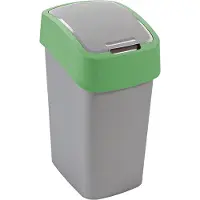 Curver Poubelle FLIP BIN 25 L, gris-argent/vert, pour déchets