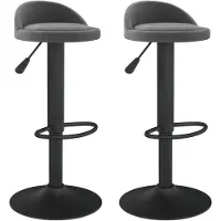 Syfax Tabourets de bar lot de 2 gris foncé velours