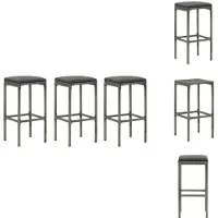 vidaXL Tabouret de bar avec coussin 3 pcs poly rotin gris - Tabouret de bar