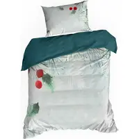 Eurofirany linge de lit ROBIN 140x200 cm Noël ensemble housse de couette gris turquoise