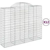 vidaXL Gabions avec arc surélevé 12pcs 200x50x160/180cm Fer galvanisé