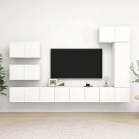 Prolenta Maison Exclusive - Ensemble de meubles TV 8 pièces, blanc, aggloméré
