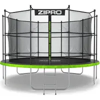 Zipro Trampoline Jump Pro IN | 12FT Ø 374 cm | Trampoline de jardin Trampoline pour enfants Kit complet avec filet intérieur, échelle et housse de protection, extérieur, vert