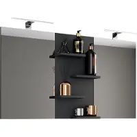 VCM Miroir de salle de bain sans cadre | Miroir mural avec compartiments de rangement | Design moderne | Dimensions env. H. 59 x 112 cm x D. 12 cm | Miroir mural – Budasi