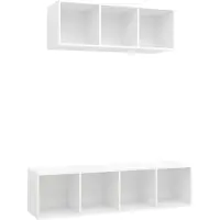Syfax Ensemble de meuble TV 2 pcs Blanc Bois d'ingénierie