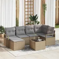 Prolenta Maison Exclusive - Ensemble de canapé 7 pièces, beige [Matériau synthétique] : Rotin synthétique