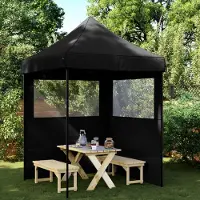 Prolenta Maison Exclusive - Tente de réception pliable Pop-Up avec 2 panneaux latéraux, noir