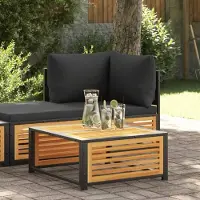 Prolenta Table de jardin exclusive, dimensions 68x68x30 cm, en bois d'acacia massif