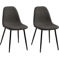 Ebuy24 Willy Chaise de table à manger en tissu, gris foncé et structure en noir.