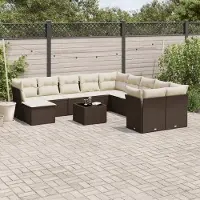 Prolenta Maison Exclusive - Salon de jardin avec coussins 12 pcs marron résine tressée