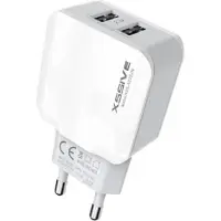 Xssive 2x USB 2.1A Chargeur mural rapide Chargeur de voyage mâle avec 1m de câble de charge type-C (USB-C) blanc