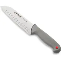 Arcos Couteau Santoku couleur - Prof 245400 avec poches en nitrum en acier inoxydable et polypropylène ergonomique mangue et lame de 18 cm, vitrine