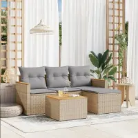 Prolenta Maison Exclusive - Salon de jardin avec coussins 5 pcs beige résine tressée