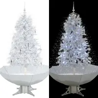 Syfax Arbre de Noël neigeux avec base de parapluie Blanc 170 cm